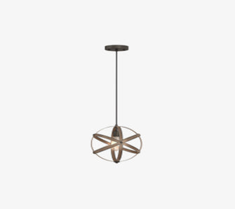 1-Light Pendant with bronze and wood steel finish