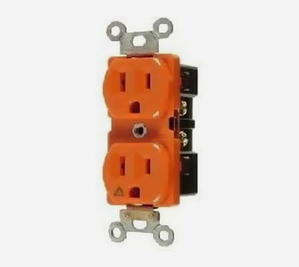 15A/125V ISOLATED DUPLEX RECEPTACLE - ORANGE