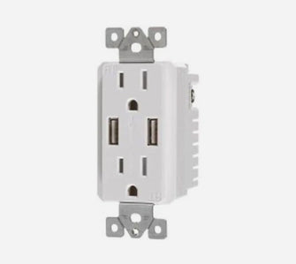 VISTA 15A TAMPER RESISTANT - USB DECORATIVE DUPLEX RECEPTACLE - WHITE