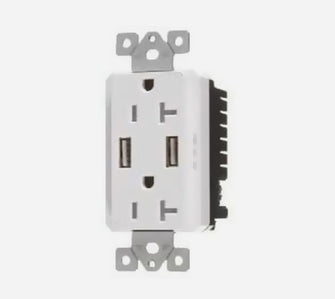 VISTA 20A TAMPER RESISTANT - USB DECORATIVE DUPLEX RECEPTACLE - WHITE